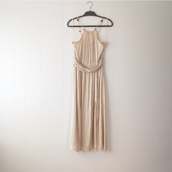 Zara Dresses & Skirts - NWT Zara Satin Effect Halter Dress in Soft Gold, size XL